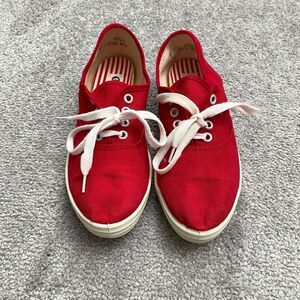 Coaster Canvas Casual Sneakers Shoes Womens Us 7 Red Lace Up Comfort Fabric